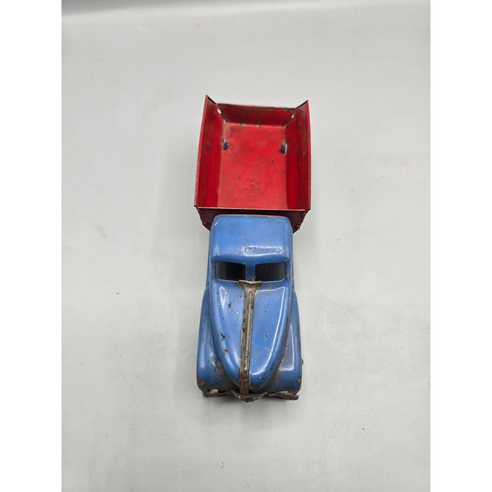 Vintage 1930s/40s Pressed Steel Blue Red Dump Truck Old Metal Toy Wyandotte - Picture 3 of 7